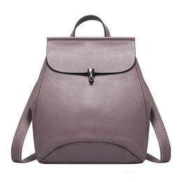 High Quality Genuine leather Women's Backpacks Anti-thief Travel Bags Female Black Dailypack School Ladies Preppy Girl Backpack