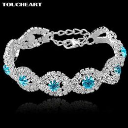 TOUCHEART Luxury Wedding Austrian Crystal Bracelets With Stones For Women Silver color Bracelets Bangles Turkish Blue Jewelry