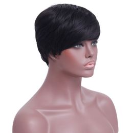 Factory direct Fashion Rihanna Cool Short Hairstyle Wigs Bestseller Wig Black Straight Celebrity Hairstyle Charming Style Synthetic