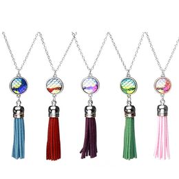 Fashion Drusy Druzy Necklace Silver Plated 16mm Mermaid Scale Long Tassel Necklace For Women Lady Jewellery