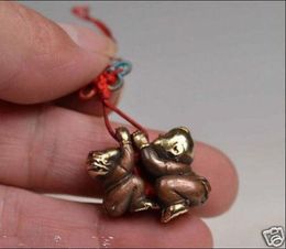 Oriental Vintage Copper Silver Handmade "Boy and Girl"pair Lucky Amulet