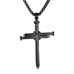316l Stainless Steel Nail Cross Pendant Necklace Jewellery New Fashion 18K Gold Plated Jewellery Mens Necklace Religious Jewellery