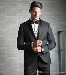 2018 Men Suits Black Shawl Lapel Evening Dress Wedding Suits Business Bridegroom Custom Made Slim Fit Tuxedos Best Man Blazer Prom 2Pieces