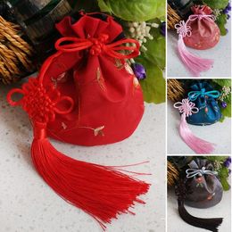 Free Ship 20pcs Handmade High quality 11*13cm Tassel Embroider Brocade Brocart Bag Jewellery Bags Candy Beads Bags Wedding Party Gift Bags