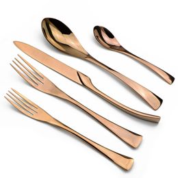 Simple Design 30PCS/SET Dinnerware set Rose Gold 304 Stainless Steel Wedding Cutlery Silverware Tableware Knife Fork Scoop Set