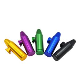 New Colorful Mini Bullet Shape Aluminum Alloy Portable Snuff Snorter Sniffer Powder Innovative Design Smoking Pipe Tool Hot Cake DHL Free