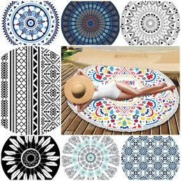 150cm Bohemian Style Round Beach Towel Picnic Blanket Printed Sport Scarf Yoga Mat Tassel Beach Blanket Bath Towel 39 Styls