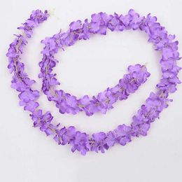 2 M Long White Hydrangea Garland Rattan Artificial Silk Wisteria Vine For Wedding Decoration Shooting Props Supplies