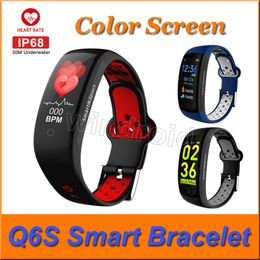 Q6S Smart Bracelet watch color screen HR Fitness Tracker Wristband SleepTracker Waterproof IP68 Activity Tracker Smart band for Android IOS