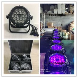 4 pieces with flightcase Christmas dj equipment price 18pcs 18w 6in1 RGBWA UV waterproof par 64 led stage lighting IP65 18w led par light