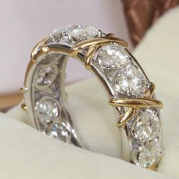 choucong Eternity Jewelry Stone Diamond 10KT White&Yellow Gold Filled Women Engagement Wedding Band Ring Sz 5-11