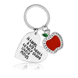 keychain 12 Pc/Lot It Takes A Big Heart To Help Shape Little Mind Heart Charm