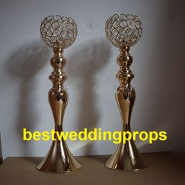 newFlowers Vases Display Flower Stand Candle Holders Road Lead Table Centrepieces Metal Gold Stand Pillar Candlestick For Wedding Candelabra