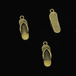 171pcs Zinc Alloy Charms Antique Bronze Plated slipper flip flops Charms for Jewellery Making DIY Handmade Pendants 21*7mm