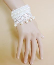 Hot style European and American bride noble ornaments white lace pearl bracelet wrist band jewelry fashion classic refined elegant