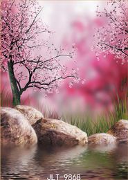 floral backdrop plum stone water photography backdrops natural scenery vinyl cloth 3D backgrounds for photo studio photoshoot