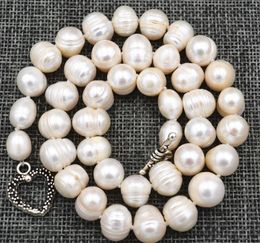 11-12mm Natural freshwater akoya pearL Necklace 18 " Tibetan silver love clasps