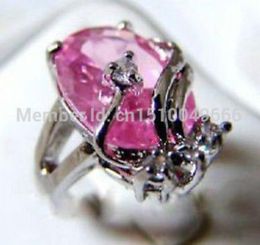 FREE SHIPPING >>Fashionable&stunning pink crystal finger ring 7 8 9#