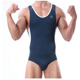 BRAVE PERSON Men's Silky Soft Nylon Spandex Underwear Body Shaper Bodysuits Wrestling Singlet Leotard Fitness Body Jumpsuit
