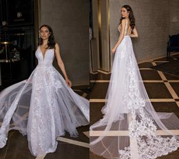 Limor Rosen 2018 Wedding Dresses Sash With Beads 3D Flowers Sheer Sleeveless Bridal Gowns Sexy Chest Exposed Wedding Dress Lace Applique