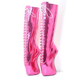 18CM Heel Height Sexy Round Toe Hoof Heel Platform Party Knee Boots US size 5.5-14.5 No.MT1825