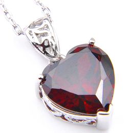 Wholesale LuckyShine 5 Pcs/Lot Women Jewelry Pendants Love Heart Red Cubic Zirconia Pendants 925 Silver Pendant Necklace Free Shipping