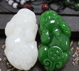 Hetian jade white jade pendant spinach green jade couple couple