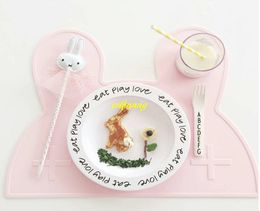 20pcs/lot Lovely Bear & Bunny Silicone Placemat Kids Baby Silicone mat Rabbit Pad Heat Resistant Tableware Mat Table Decor