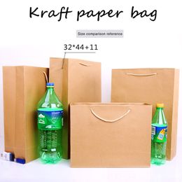 32*44cm+11cm Portable Thicken solid Kraft paper Custom-made clothing gift shopping package Takeaway Corporate advertising Standing bag