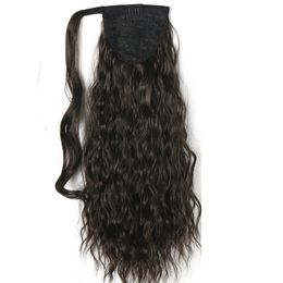 120g Kinky Curly Ponytails 55CM,22" Clip in Ponytail Hair Extension Black&Brown Curly Horsetail Pony Tail human hair Hairpieces