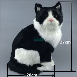 Dorimytrader mini animals cat plush toy pet realistic animal fat cats doll decoration for car gift photography props 27x20x10cm DY80016