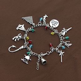 PETER PAN THEMED CHARM BRACELET FAITH TRUST PIXIE DUST PIPE