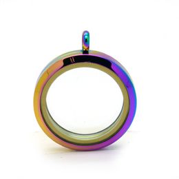 10pcs lot 30mm rainbow screw 316L stainless steel glass floating locket pendant for diy jewelry
