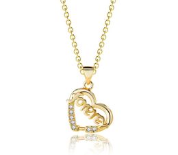 2019 new fashion Woman / girl Collarbone Necklace 925 Silver heart crystal Gold forever Love Pendant Necklace Valentine's Day gift