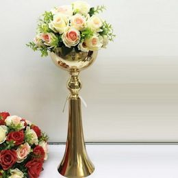 10 PCS/LOT Floor Vase 51cm/20" Wedding Table Centrepieces Event Metal Vases Road Lead Gold Party Flower Stand Home Decoration