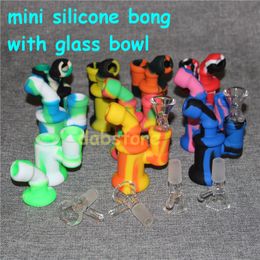 Silicone Dabber Pipe beaker bongs 3.5'' Silicon hand water pipes oil rig glass pipe for smoking