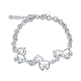 Wedding gift !Three horse Bracelet sterling silver plated bracelet SPB519;high quatity fashion men and women 925 silver Charm Bracelets