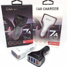 Fast 3.1A 4 USB Port Car Charger Phone Charger Adapter For iphone 8 Samsung 8plus HTC LG With Retail Box