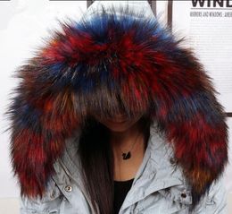 women's faux Fox raccoon fur collar down coat overcoat hooded collar winter thicken warm muffler scarf kids faux fur collar 002 S18101904