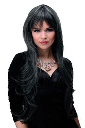 Wavy Long Wig with Beautiful Fringe Grey Dark Brown-Grey Mix 31 1/2in 6311-44