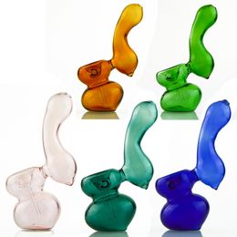 4 Inch Mini Glass Bubbler Mini Smoking Pipes Colorful Pyrex Hand Pipe For Dry Herb Green Pink Amber Blue Oil Dab Rigs BEP01