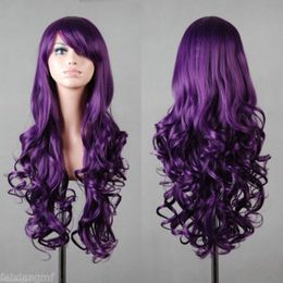 Charming Long Dark Purple Hair Curly Cosplay Wig