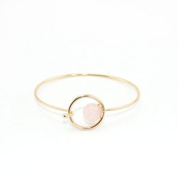 Fashion Circle Natural Stone Bracelet pink Crystal Gold Color Bracelet Bangle Women Jewelry