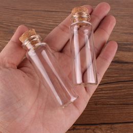 50pcs 15ml Size 22*65*12.5mm Mini Glass Perfume Spice Bottles Tiny Jars Vials With Cork Stopper pendant crafts wedding gift
