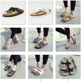 Wholesale New Summer women luxury beach cork Slippers Casual Sandals Sequins Slides Double Buckle Clogs Women Slip on Flip Flops Flats Shoe