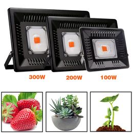 Full Spectrum LED Grow Light for Outdoor Plants Growth Flood Light 400-850nm Waterproof 50W 100W 150W COB Ultra Thin Grow Lamps