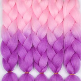 24inch Ombre Kanekalon Synthetic Crochet Hair Extensions Jumbo Braids Hairstyles Pink Blonde Red Blue Braiding Hairs Box Braids