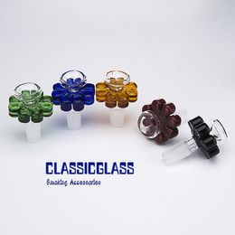 Colored Glass Bowl Herb Holder With Flower styles 10mm 14mm 18mm Male Smoke Accessory For Glass Bong Water Pipe