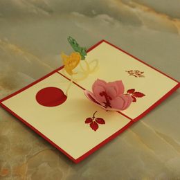 Wholesale- Party flower Invitation Card handmade decoration flower Invitation Delicate Carved Pattern invitation de mariage 3D paper craft