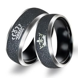 Mode Paar Ringe 8mm schwarz matt Titan Ring Ehering König und Königin Ring Valentinstag Geschenk Schmuck